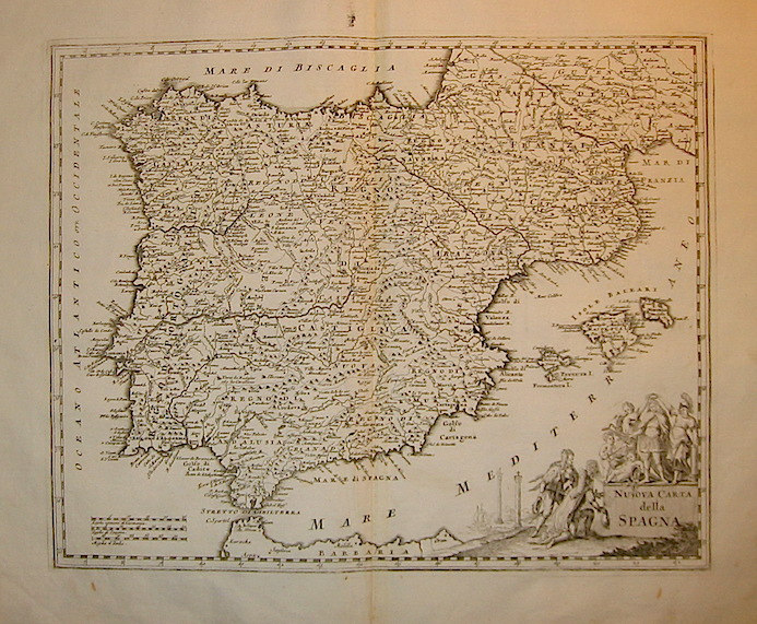 Albrizzi Giambattista (1698-1777) Nuova Carta della Spagna 1750 Venezia